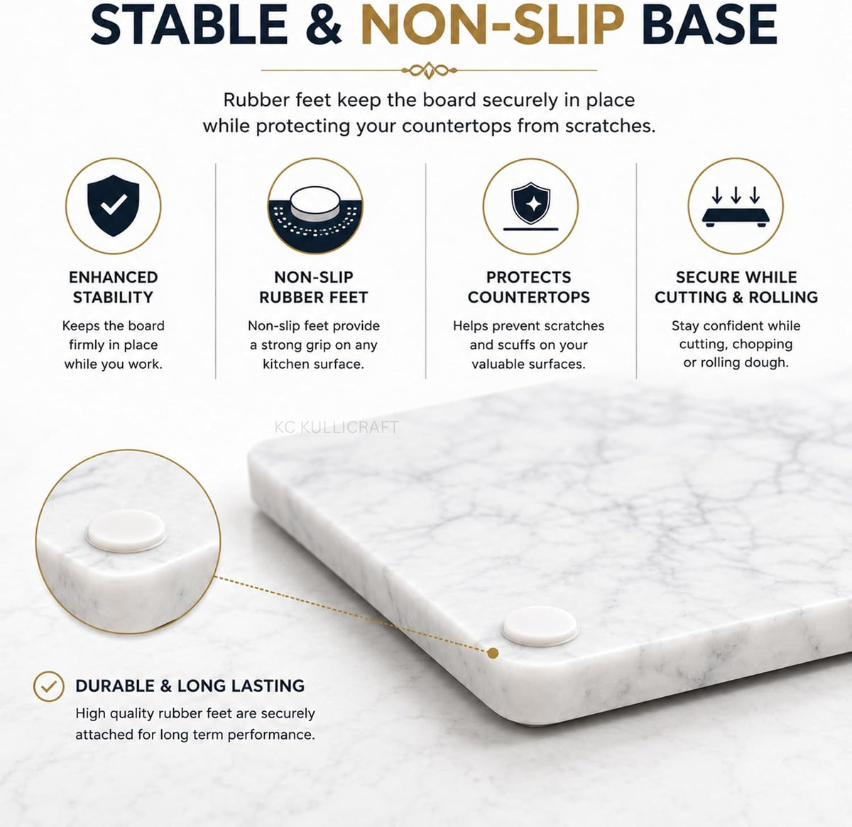 8×12 Inches White Marble Cheese &amp; Charcuterie Board | Natural Marble, Non-Slip Feet, Cutting Board &amp; Pastry Slab, Premium Stone Kitchen Tray