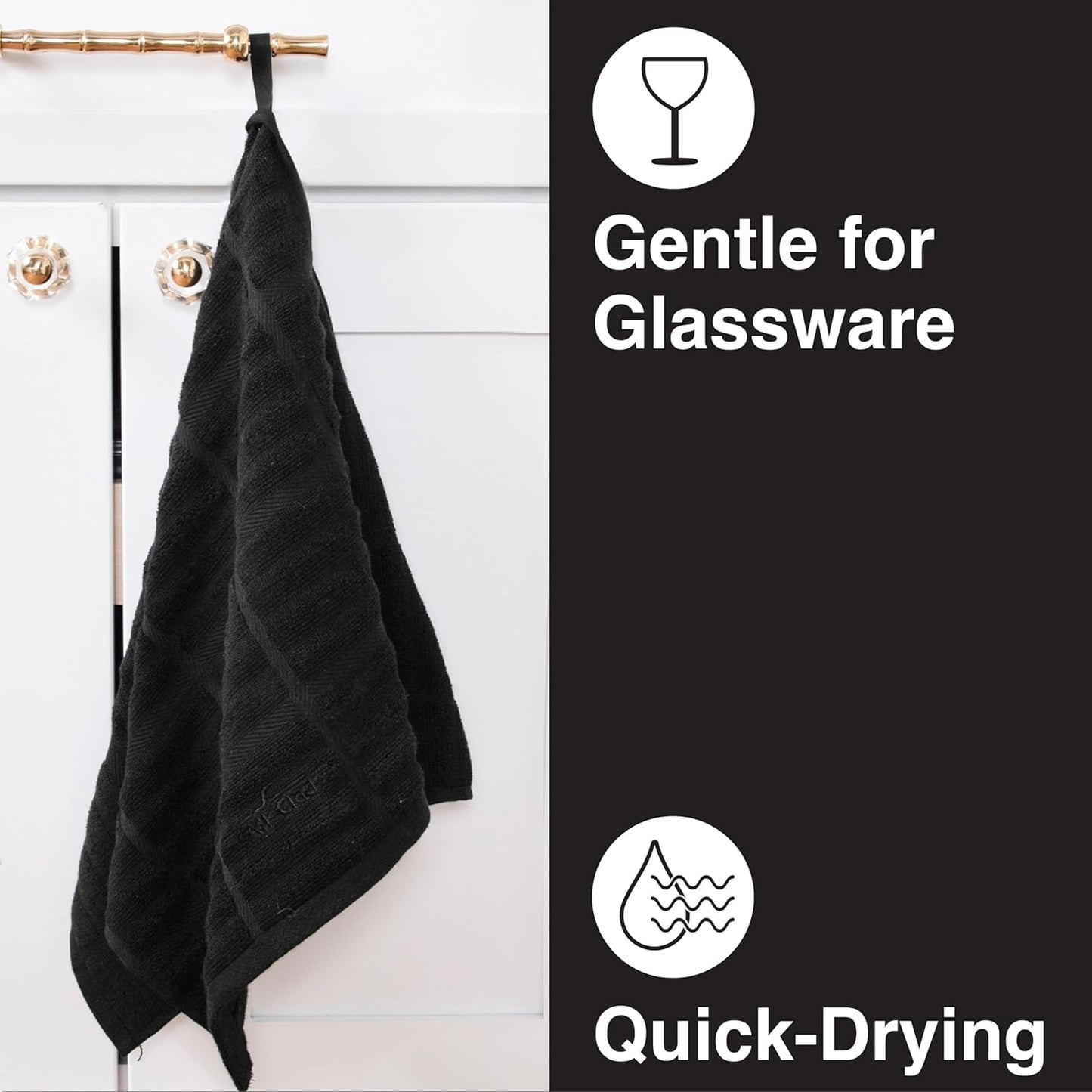 All-Clad Solid Kitchen Towel: Highly Absorbent, Super Soft Long Lasting - 100% Cotton, 17"x30" Tea Towel for Cleaning & Drying Dishes, Pans, Glassware, or Countertops, (1-Pack), Black