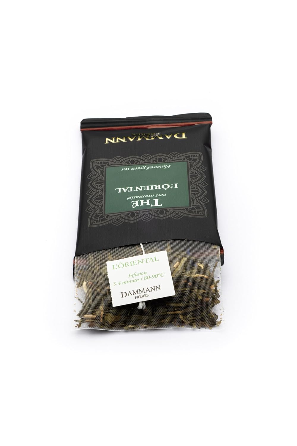 Dammann Freres Sachets, L'Ôriental Tea Bags, Premium Gourmet French Green Tea, Blend Passion Fruit, Peach, Strawberry Flavors, Individually Wrapped, 24 Count (Single Pack)