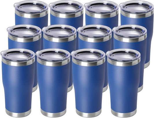 DOMICARE 20oz Stainless Steel Tumblers with Lid, Powder Coated Tumbler, Double Wall Vacuum Insulated Coffee Travel Mug(Dark