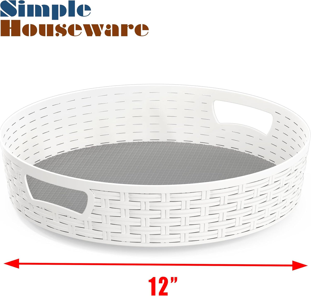 Simple Houseware 12-Inch Non-Skid Storage Lazy Susan Multifunctional Organizer, White
