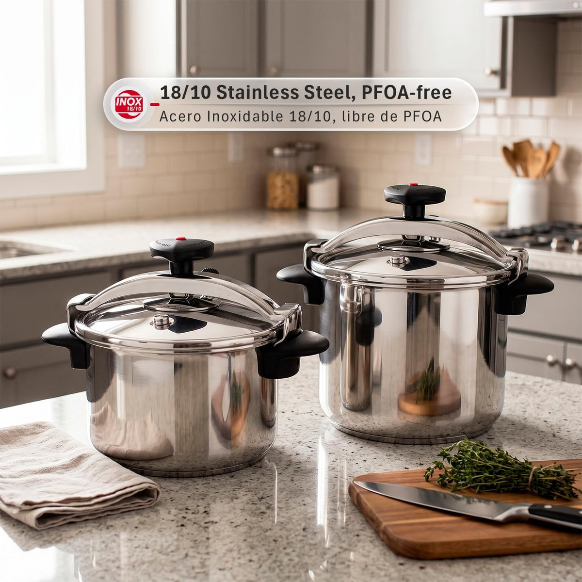 MAGEFESA Star Pressure Cooker, 4.2-Quart, 18/10 Stainless Steel, Works on All Stovetops (Induction Compatible), Safety Lock & 8 PSI Cooking