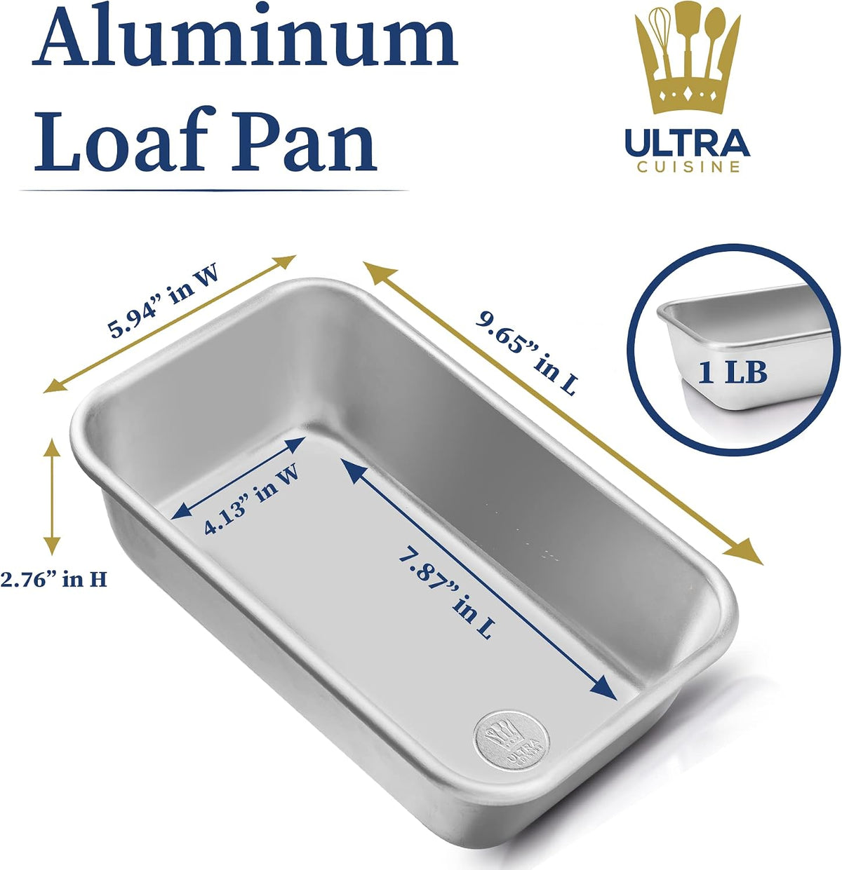 Aluminum Loaf Pan for Baking Bread - 9.5x5 inch Loaf Pan, 1lb | Easy Clean, Durable Bread Tin, Commercial Aluminum Bread Pan, No Wrap &amp; Rust, Oven Safe, Banana Bread, Cakes, Casseroles