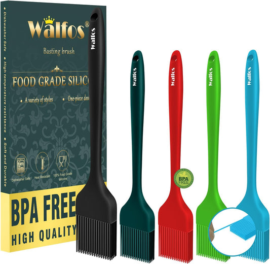 Walfos Silicone Basting Brush Set, 5 Pieces Heat Resistant Pastry Brush, Perfect for Baking,BBQ Grill,Kitchen Cooking,Strong