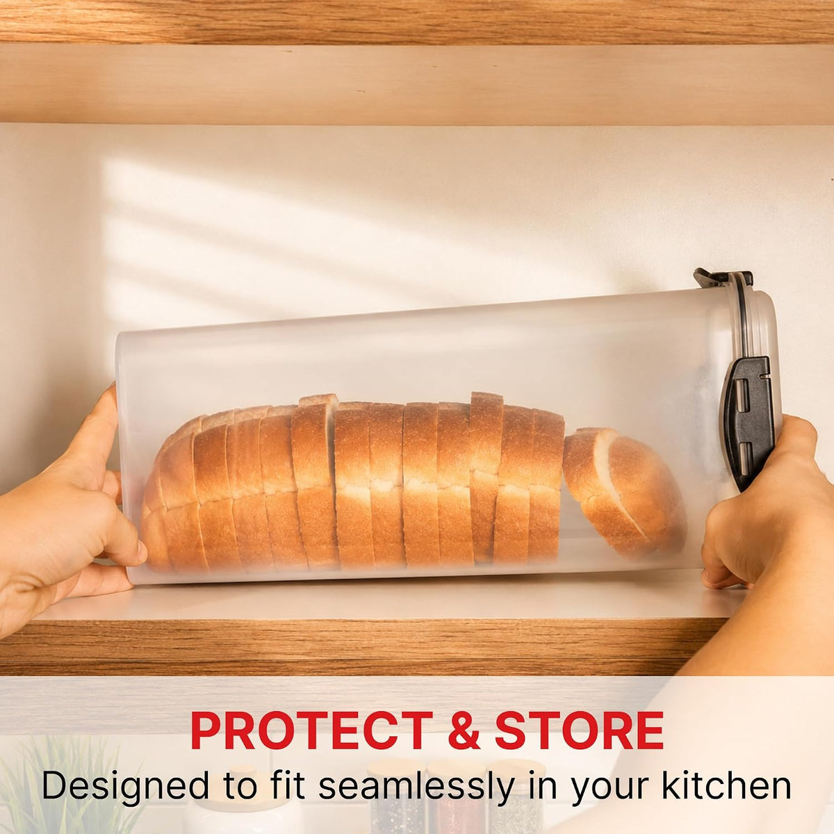 Tafura Bread Container - 5.8 Liter BPA Free Plastic Bread Box - Container/Holder for Homemade Loaves and Baked Goods with Black Airtight Lid