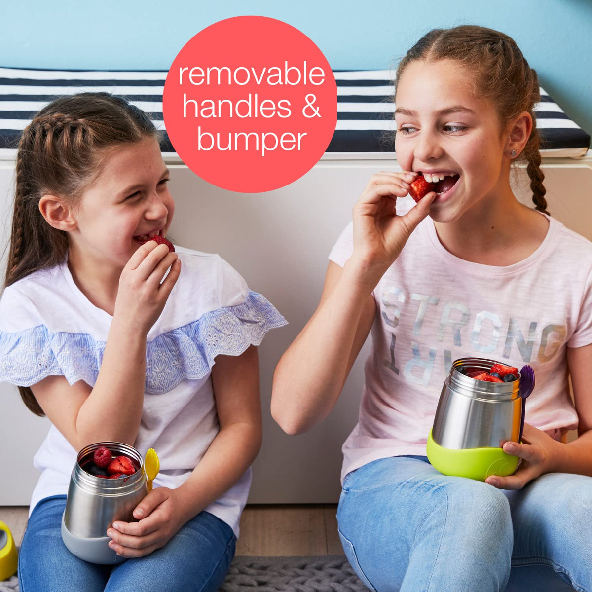 b.box Insulated Food Jar with Spork, 11 oz Lunch Containers for Kids | Stainless Steel Lunch Box for Kids, Food Containers, Warm 5 Hours, Easy Open, Dishwasher Safe, BPA Free — Lemon Sherbet
