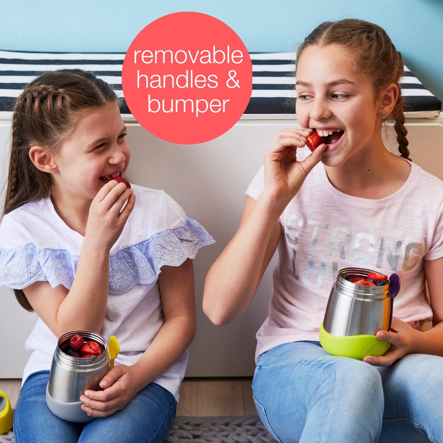 b.box Insulated Food Jar with Spork, 11 oz Lunch Containers for Kids | Stainless Steel Lunch Box for Kids, Food Containers, Warm 5 Hours, Easy Open, Dishwasher Safe, BPA Free — Lilac Pop
