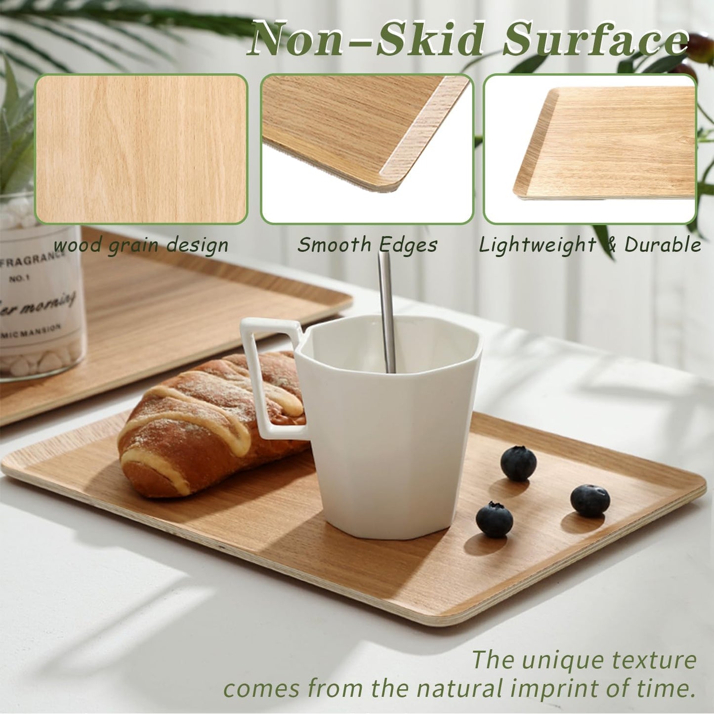 Wooden Trays for Eating, Decorative Serving Trays for Party, Great for Tea Tray, Bar Tray, Breakfast Tray - 6 x 11 Inch