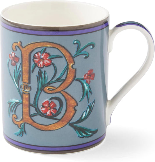 Spode Kit Kemp 12oz Mug in Fine China, B Initial - Custom Coffee Cup for Hot Beverages, Personalized Gift Idea for Her, Him,