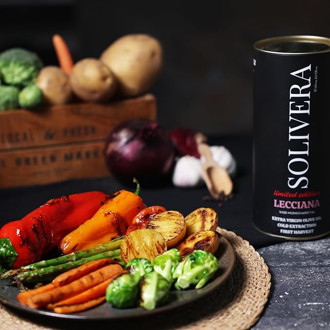 Solivera Lecciana Extra Virgin Olive Oil Cold Pressed, Floral & Balanced, 400+ High Polyphenols, Gourmet & Healthy Organic Oil – First Harvest Single-Origin Hand Picked Olive Oil - 16.8 fl. oz. (Lecciana)