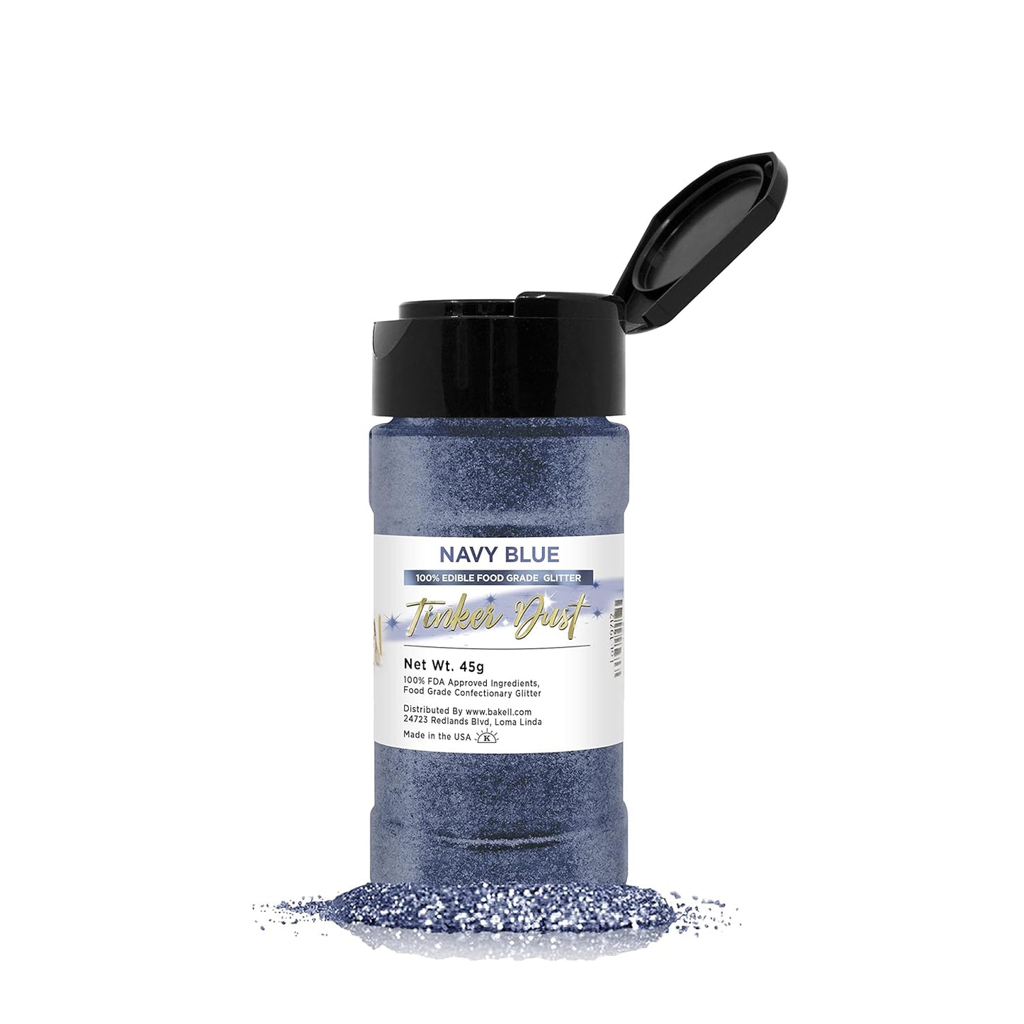 BAKELL Navy Blue Edible Glitter, 45 Grams | TINKER DUST Edible Glitter | KOSHER Certified | 100% Edi