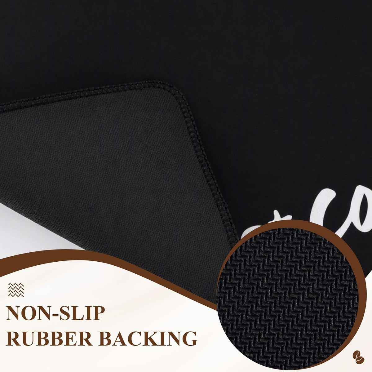 SHACOS Coffee Mat 2 Pack 12x19 Inch Black | Absorbent Non Slip Rubber Backing Coffee Maker Mat for Countertop Heat Resistant Dish Drying Mat