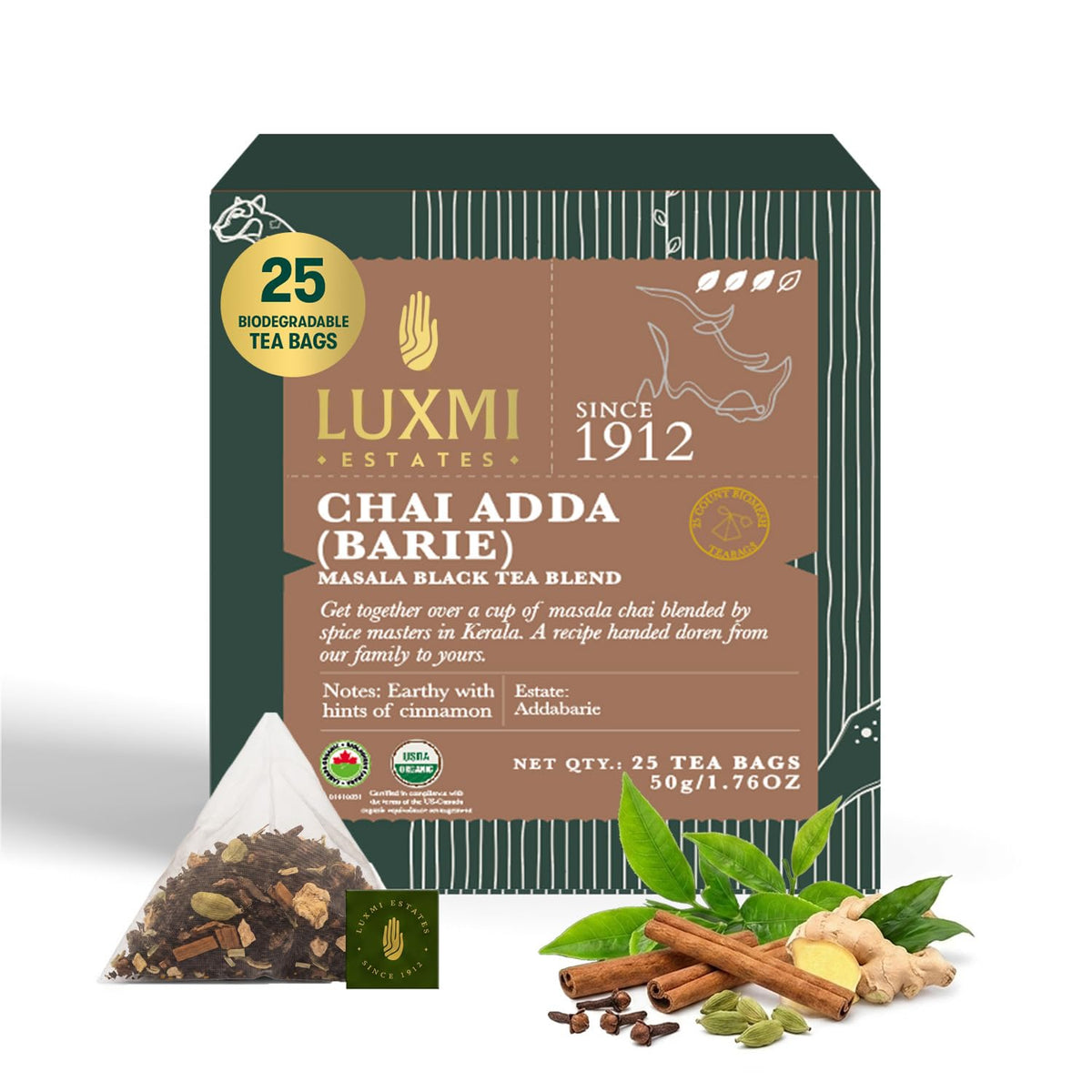 Luxmi Estates Chai Adda-Bari 25 Tea Bags (50g) Pack