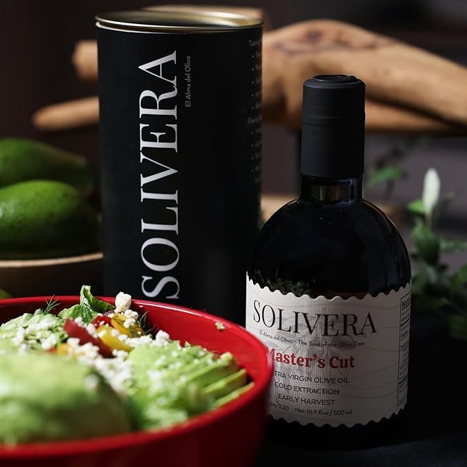 Solivera Master’s Cut Extra Virgin Olive Oil, Signature Early Harvest Blend for Dipping & Finishing, 350 mg/kg High in Polyphenols EVOO