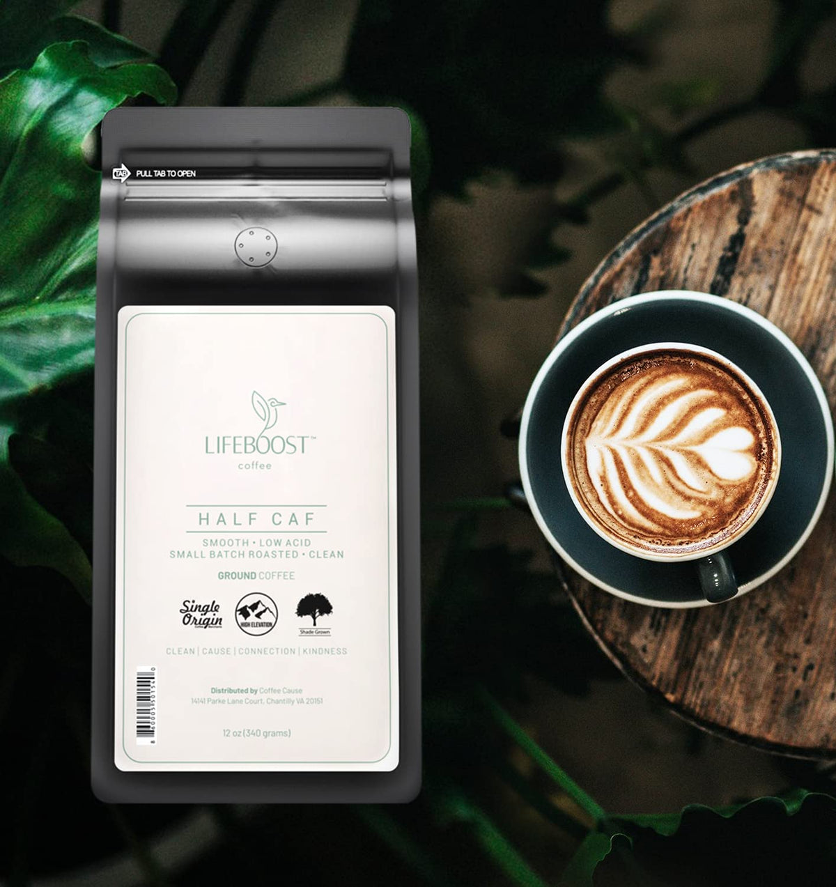 Lifeboost Coffee Half Caff Ground Coffee - Low Acid Single Origin USDA Organic Coffee - Non-GMO Ground Coffee Third Party Tested For Mycotoxins &amp; Pesticides - 12 Ounces
