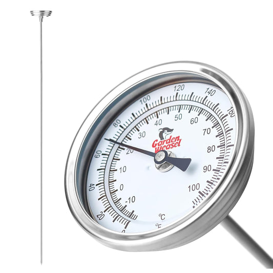Garden Weasel Analog Soil & Composting Dial Thermometer - 36-Inch Probe | Measures 0 to 220 Degrees Fahrenheit | Soil