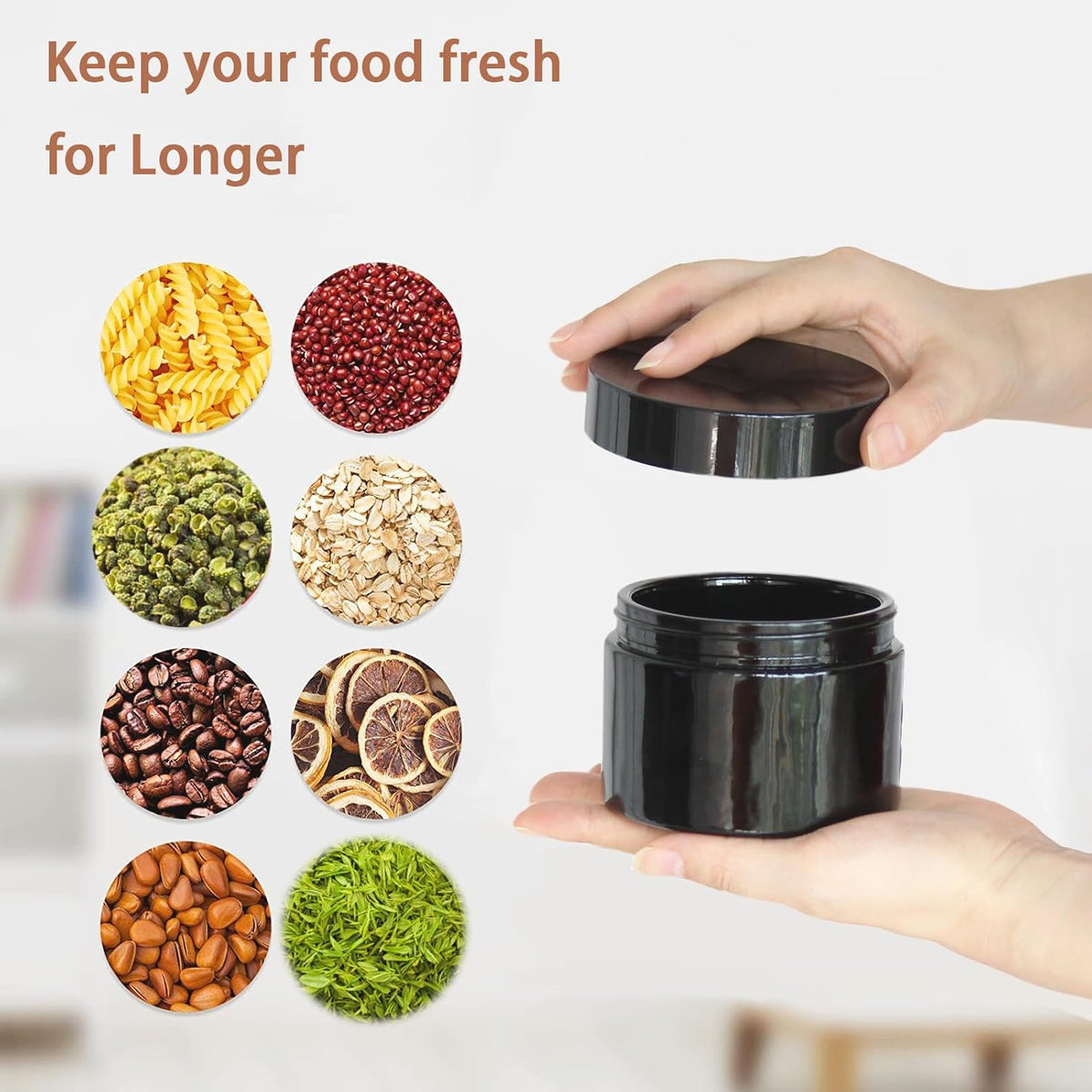 Black Glass Smell Proof Storage Jar 200ml Wide Mouth Airtight UV Protection Container for Spice Coffee