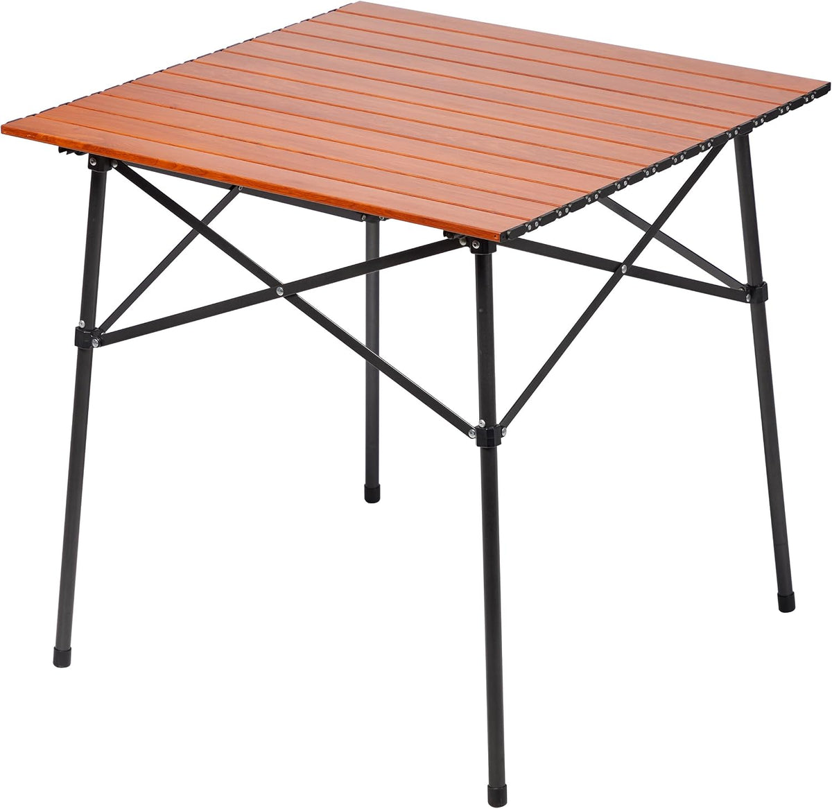 Portal Lightweight Aluminum Folding Square Table Roll Up Top 4 People Table | Portable Outdoor Design; Durable Construction; Easy Setup &amp; Storage; Color: Brown