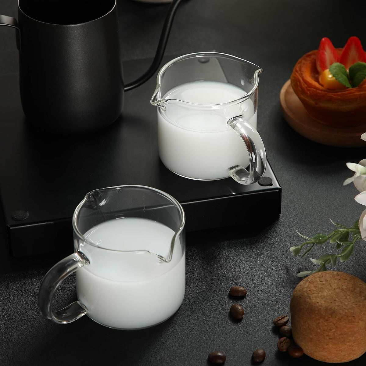 Patelai 2 Pack Espresso Cups, Clear Espresso Shot Glass 180ml/6oz | Glass Cups with Handle, Dual Pour Spouts for Precise Shots, Milk Frothing, Coffee Accessories, Fits Espresso Machines