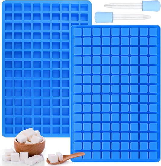 2 Pack Square Silicone Candy Molds, Nonstick 126 Cavity Mini Silicone Molds for Chocolate, Hard Candy, Gummy, Ice Cubes, Ganache (Blue)