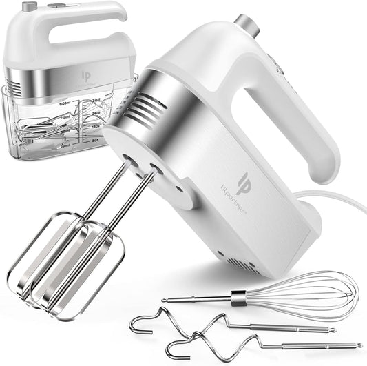Hand Mixer Electric, 450W Kitchen Mixers with Scale Cup Storage Case, Turbo Boost/Self-Control Speed + 5 Speed + Eject