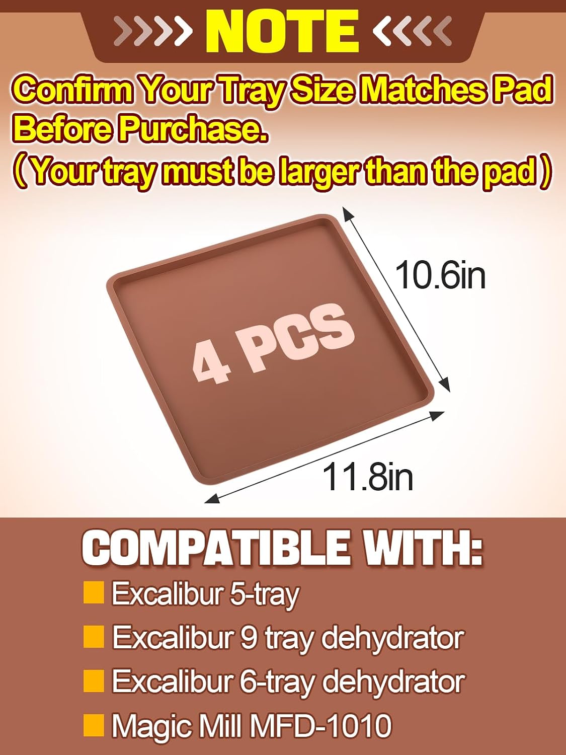 Aulock 4PCS Silicone Food Dehydrator Sheets with Edge, Non-stick Tray Liner