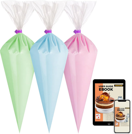 Kootek Piping Bags, Disposable Pastry Bags 16 Inch, 100 Pcs Anti Burst Large Icing Piping Bags for Cookie Frosting Cake