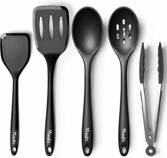 Silicone Cooking Utensils Set, Heat Resistant and large Non Stick Spatulas & Spoons for Kitchen, Ideal BPA Free Kitchen