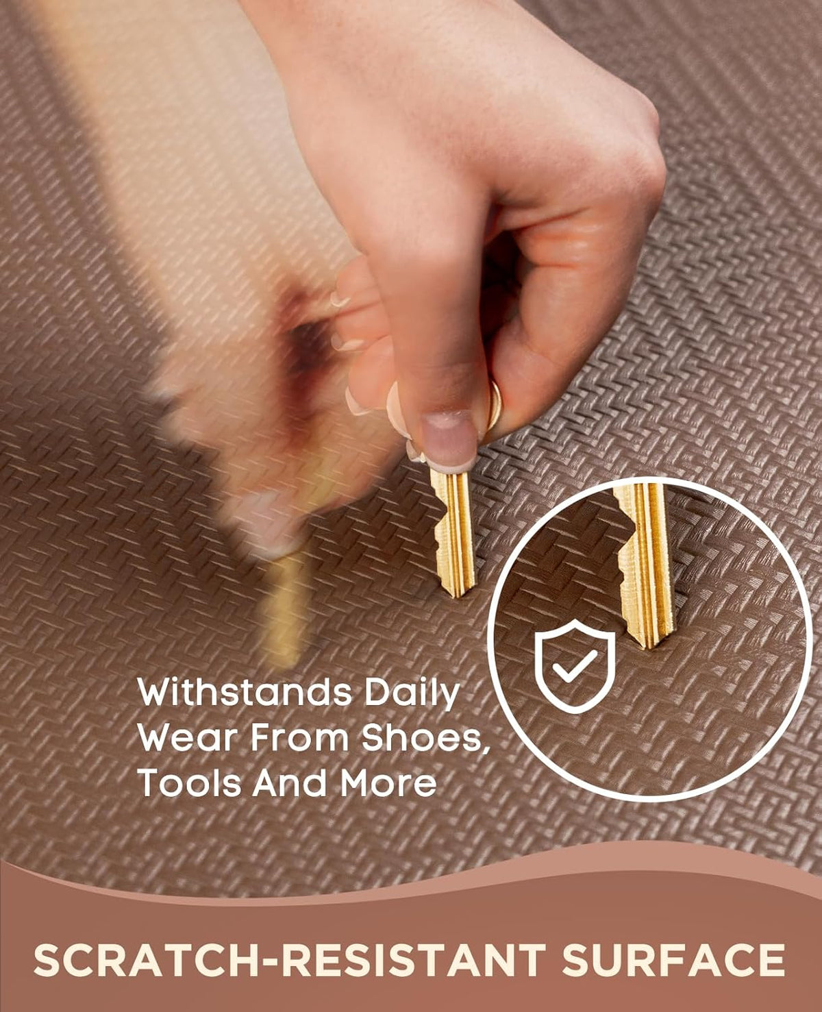 Ophanie Kitchen Mats for Floor, 3/4 Inch Thick Kitchen Rugs, 24'' x 70'' Anti Fatigue Standing Cushioned Mat, Waterproof,Comfort Ergonomic Mat for Office, Home, Sink, Brown Non-Slip Bottom