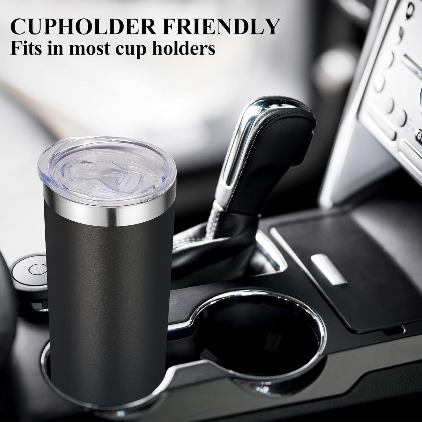 VEGOND Stainless Steel Skinny Tumbler, 20 oz Vacuum Insulated Tumbler with Lid and Straw, Double Wall Coffee Cup, Travel Mug for Cold Hot Drinks, Black 1 Pack