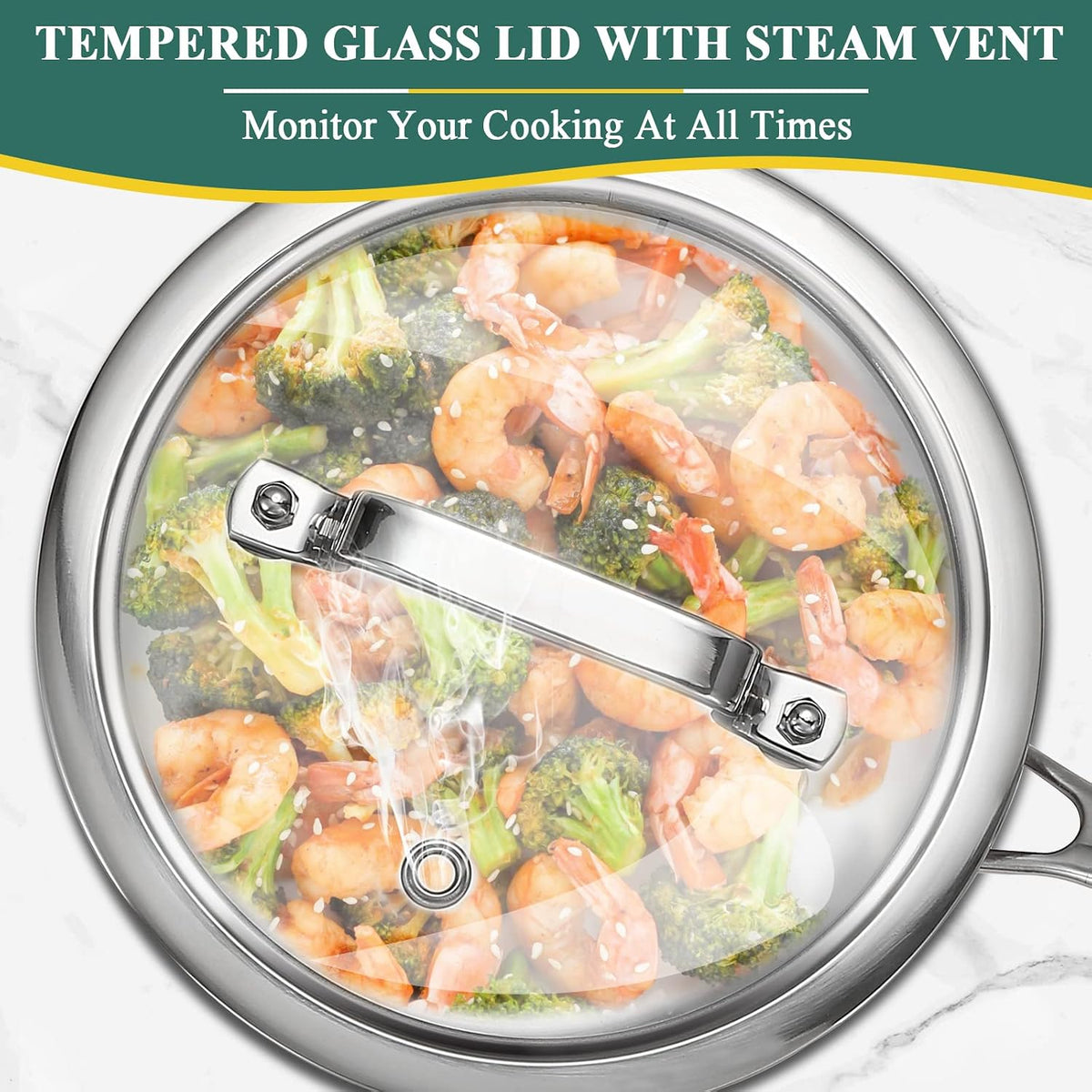 DELARLO Full-body Clad Tri-Ply Stainless Steel 2.5 Quart Saucepan with Lid
