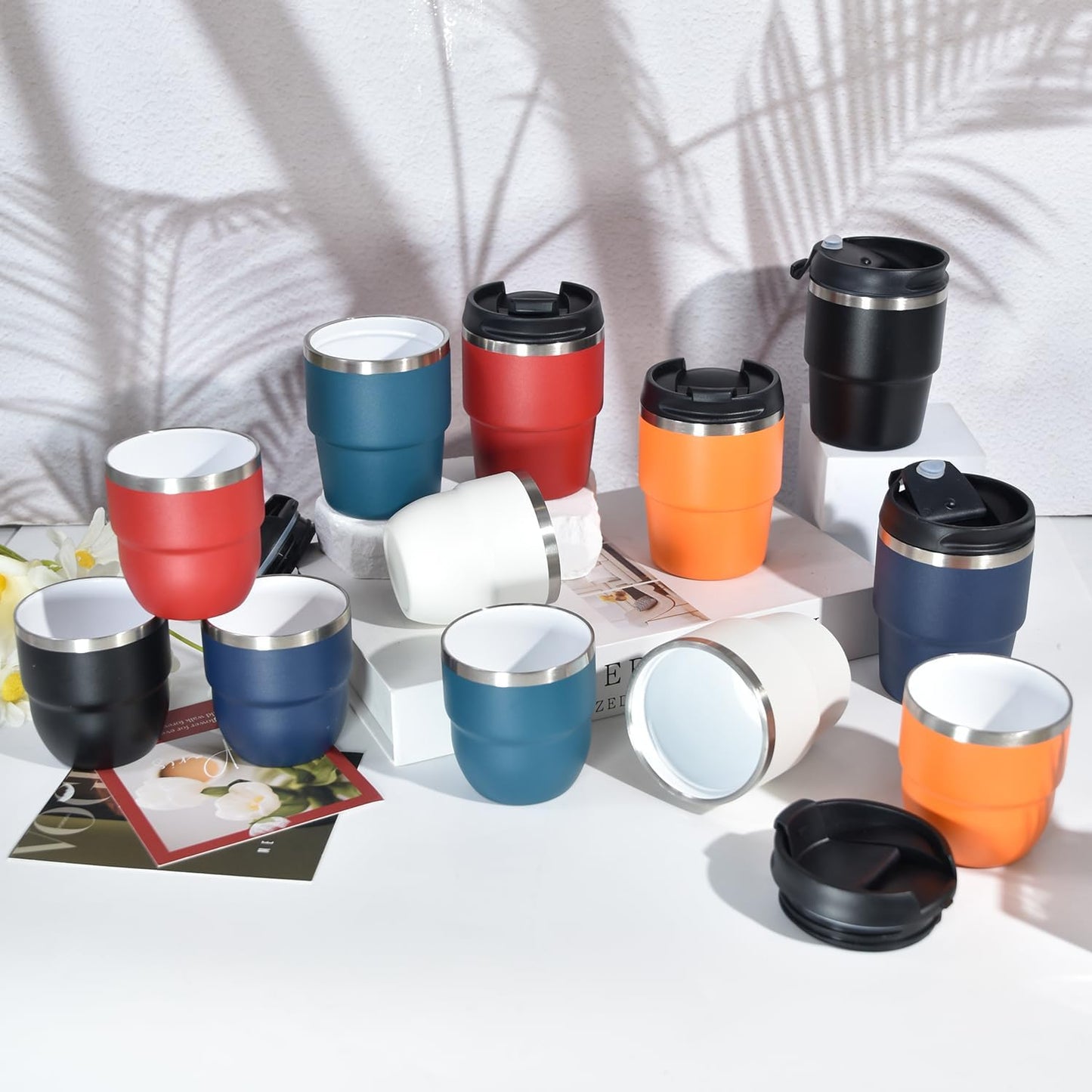 CHLJAR Espresso Cups, 6oz Insulated Espresso Cup Set of 2, Espresso Shot Cups, Stainless Steel Espresso Glasses, Stackable Mini Tumbler, Small Cup for Coffee