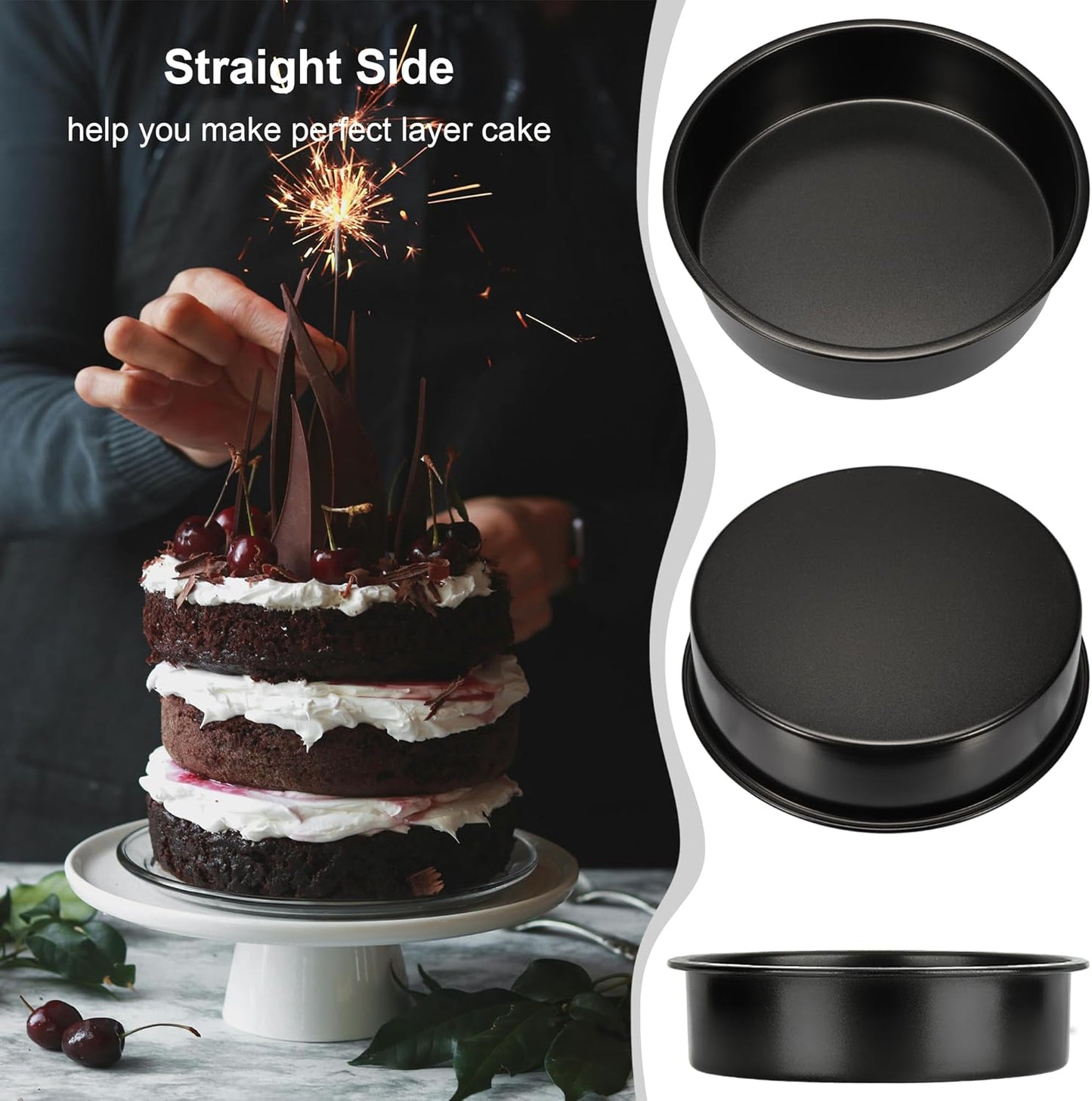 AWTBDP 6 Inch Cake Pans,3PCS Smash Cake Pans with 100PCS Parchment Paper | No-Stick Round Small Cake Pans Set for Baking Layer Cakes, Sturdy Baking Pan Set for Christmas Birthday, Dishwasher Safe