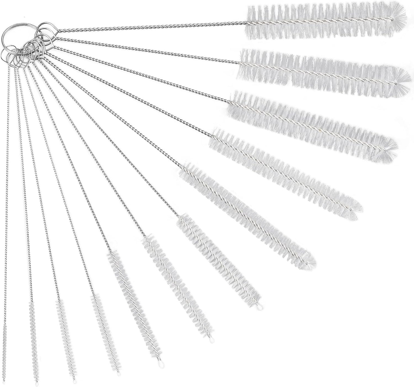 Ixiaoyoo 12 Pcs Bottle Cleaner Brushes Set, 11.8 Inch Nylon Cleaning Brush | White Straw Cleaner Brushes for Tumbler, Sippy Cup, Water Bottles, Hummingbird Feeders, Pipes, Sink Drain &amp; Pet Waterers