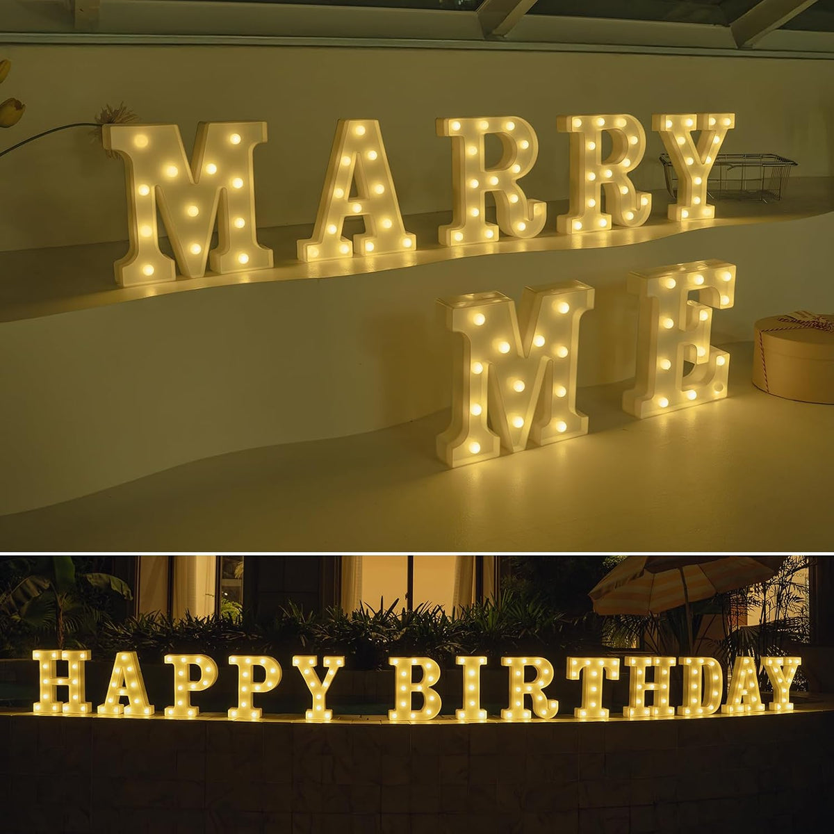 Foaky LED Letter Lights Sign Marquee Light Up Letters Sign for Night Light Wedding/Birthday Party Battery Powered Christmas Lamp Home Bar Decoration(M Sign)