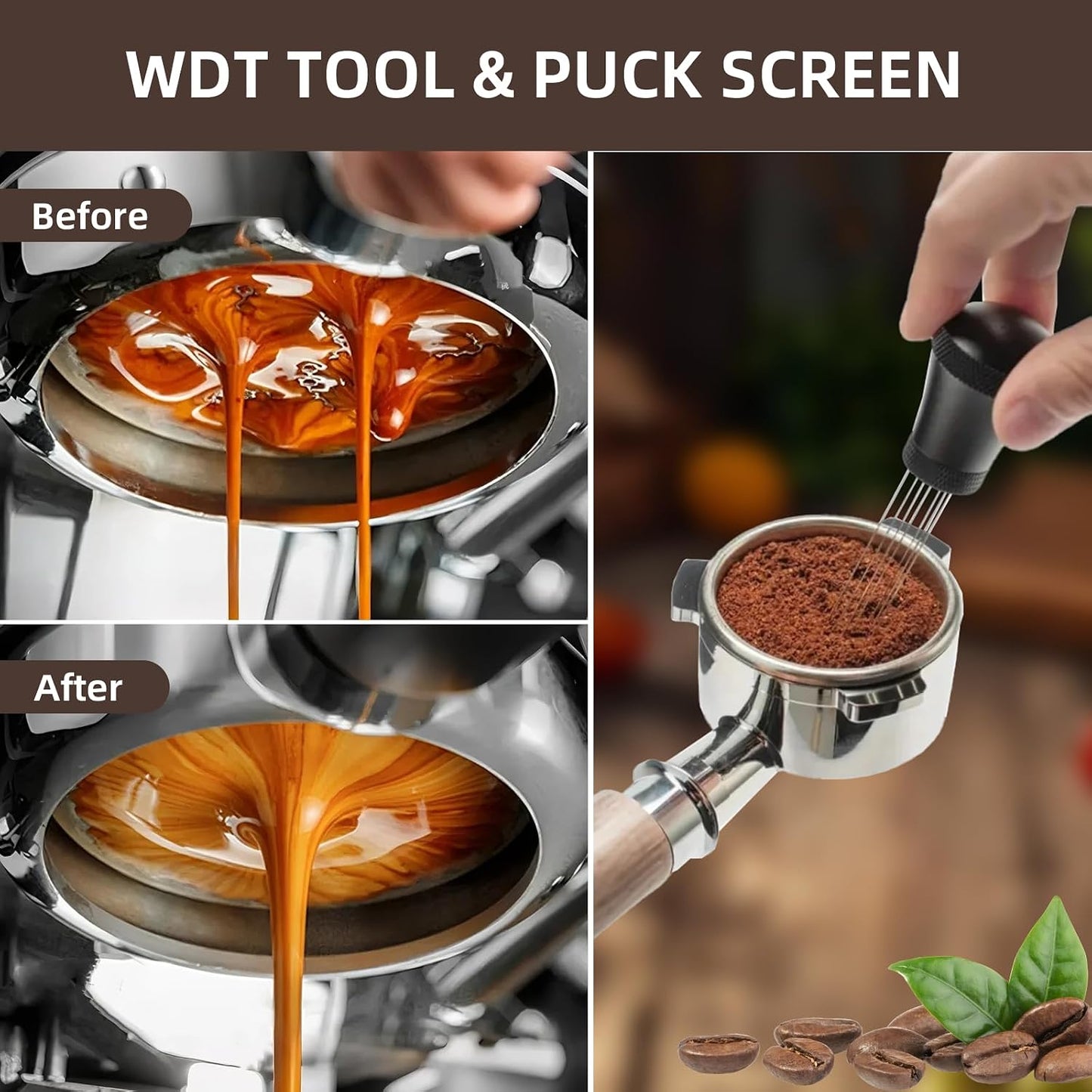 54mm Espresso Accessories Kit - 54mm Tamper Suitable for 54mm bottomless portafilter and 4 OZ Espresso Cups Set of 2 - WDT Tool Dosing Funnel Espresso Machine Accessories Distribution Tool