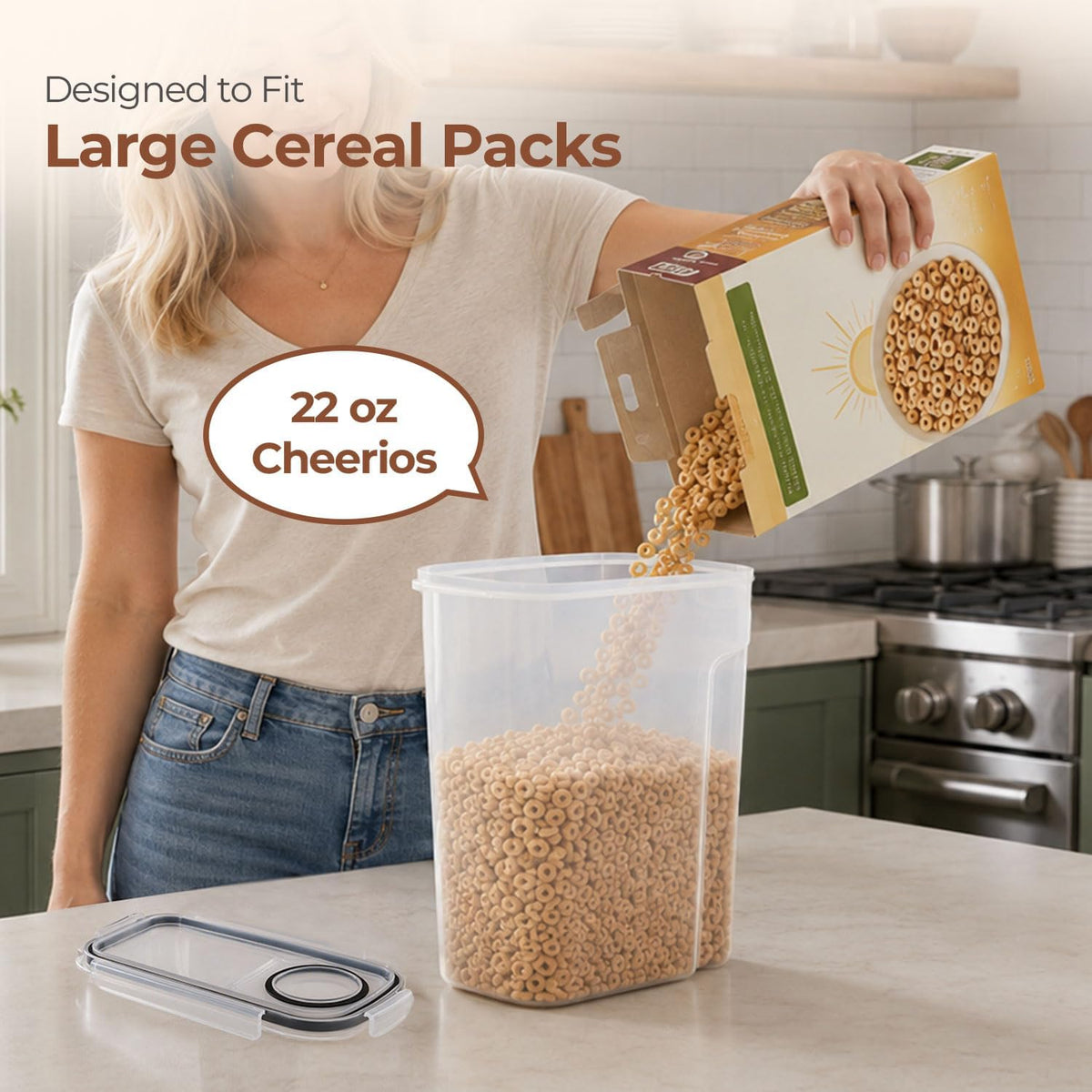 Cereal Storage Containers Set (6.3L / 213OZ) – Airtight Food Storage with Lids, Pantry Organizer for Rice, Sugar, Flour