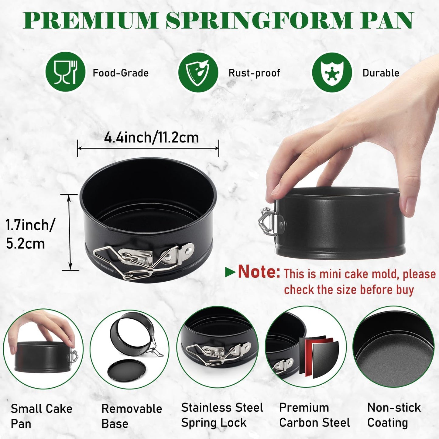 4 Pack Small Springform Cheesecakes Pan 4 Inch Mini 50Pcs Parchment Paper | Carbon Steel Cake Round Tins Leakproof Nonstick Removable Bottom Bakeware for Pie Pizzas and Quiches Baking Mold Set