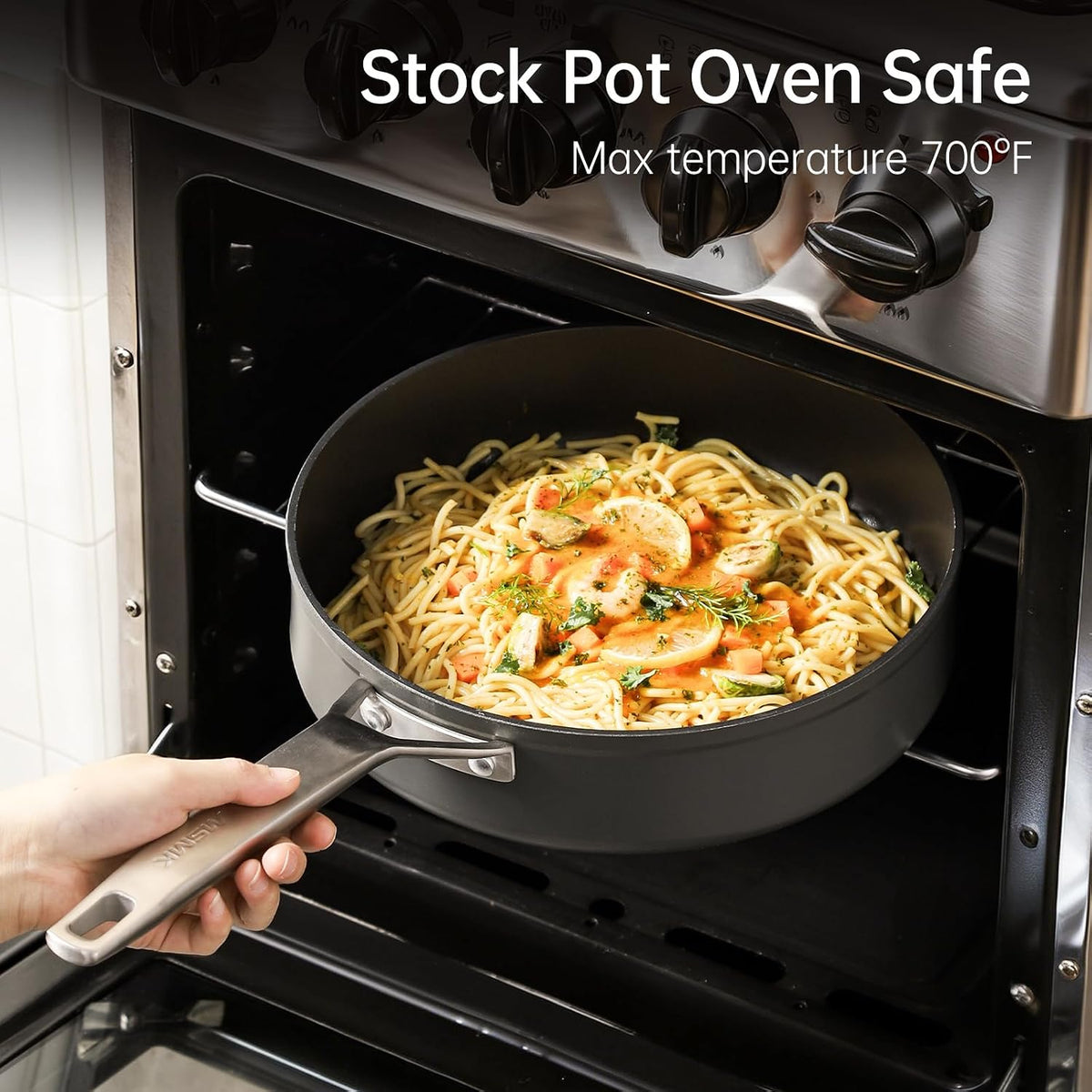 MsMk 11 Inch Nonstick Frying Pan with Lid，Titanium and Ceramic Nonstick skillet with lid, PFOA Free Non-Toxic, Stay-Cool Handle, Scratch-resistant, Induction Skillet With Lid for Induction, Ceramic