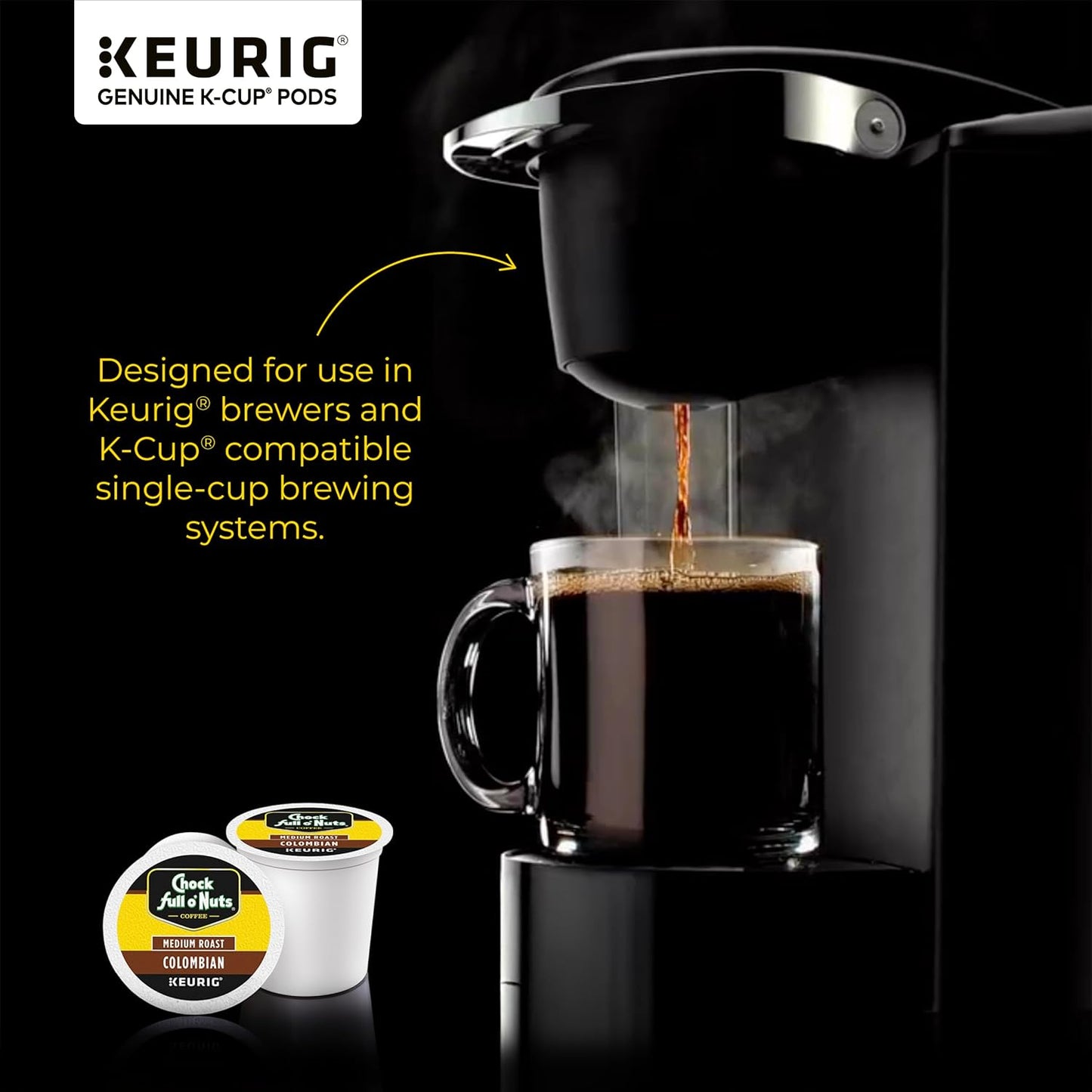 Chock full o’Nuts Colombian Keurig K-Cup Pods for Keurig Brewers – Premium Arabica, Medium Roast – Single Serve – 1 Pack of 12 K-Cup Pods