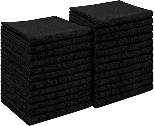 AIDEA Microfiber Cleaning Cloth Black 24PK, Microfiber Towels for Cars, Premium Car Cloths, Dusting Cloth Lint Free Cleaning