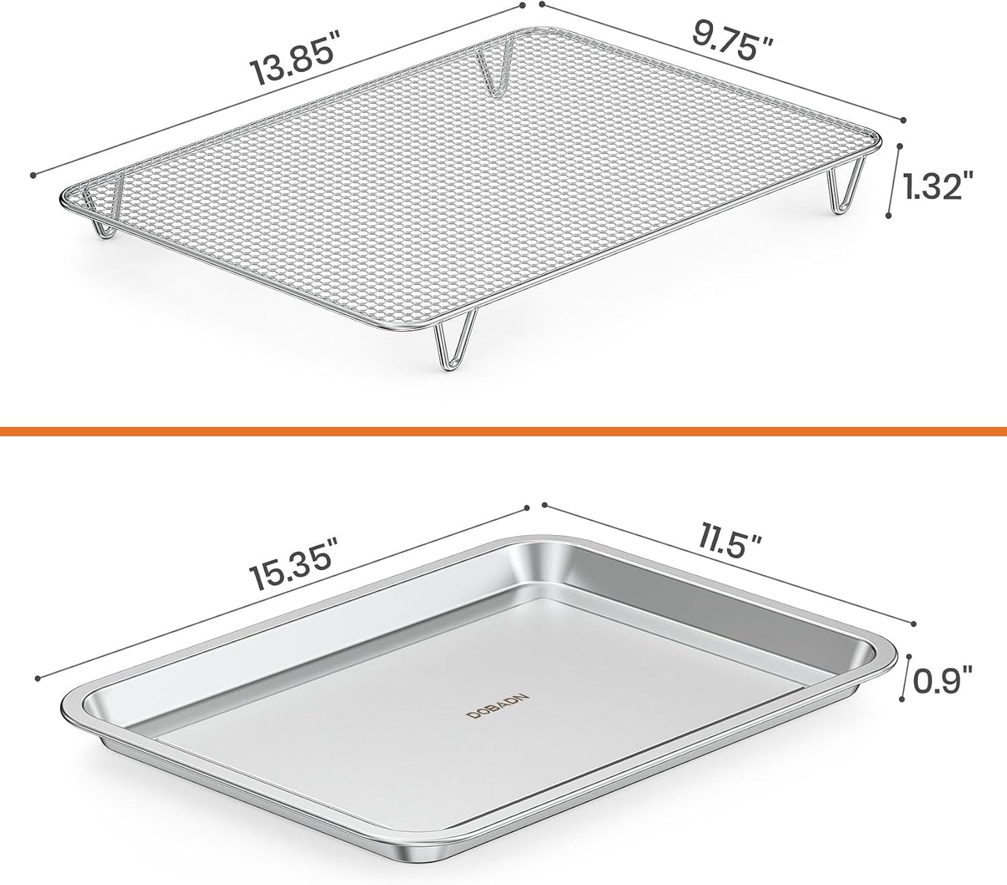 Onlyfire Stainless Steel Baking Sheet with Rack, 15.35 x 11.5 Inches | Cookie Sheet Pan Tray with Cooling Rack, Nonstick Roasting Pan Baking Pan for Oven, Smokers and Pellet Grills