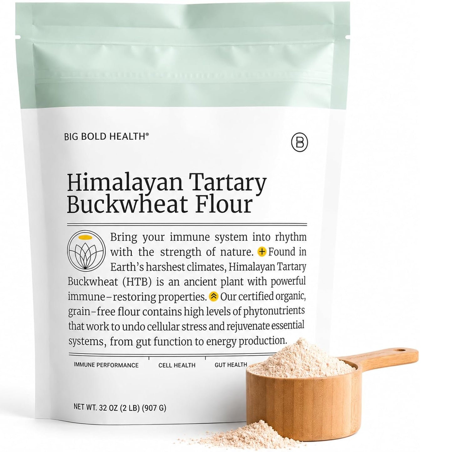 BIG BOLD HEALTH Organic Himalayan Tartary Buckwheat Flour - Gluten Free | Rich in Polyphenols &amp; Antioxidants | 100% USDA Organic Grain-Free Flour | Non-GMO | USA Grown (2lb)