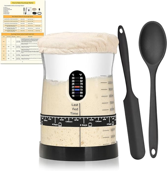 Pro Sourdough Starter Kit- 50oz Large Capacity Sourdough Starter Jar, 17 Flavorful Fermentation Recipes, Sourdough Bread