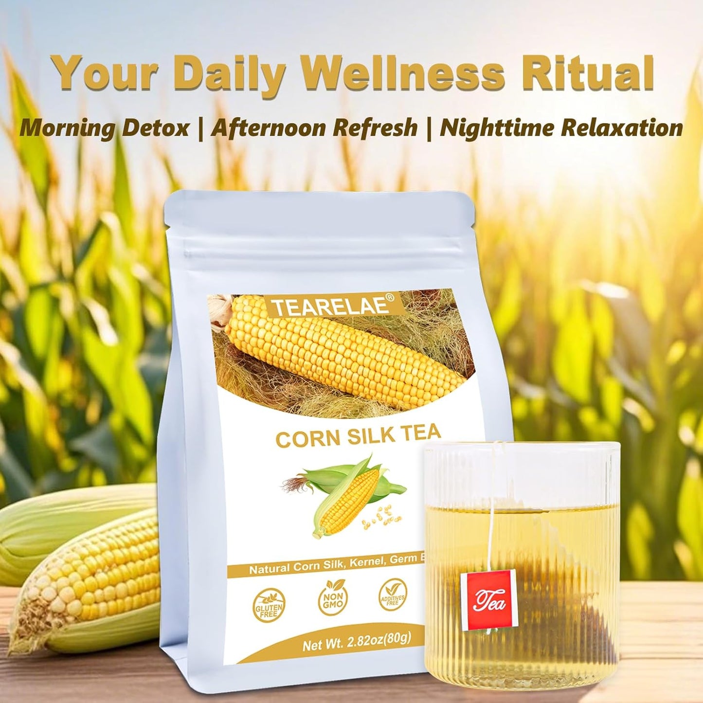 TEARELAE - Corn Silk Tea Bags, 40 Count - Premium Natural Whole Corn Tea with Mild Sweetness - Non-GMO - Caffeine-free - Promote Kidney Health