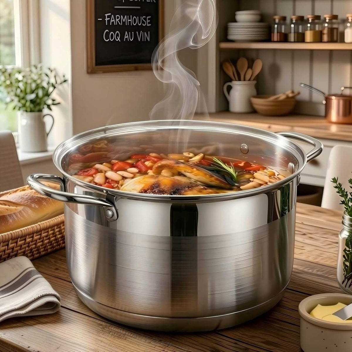 Stainless Steel Stock pot-10 Quart pot-Stockpots with Lid -Soup Pot-Induction Pot-Cookware-Cooking Pot-crock pot