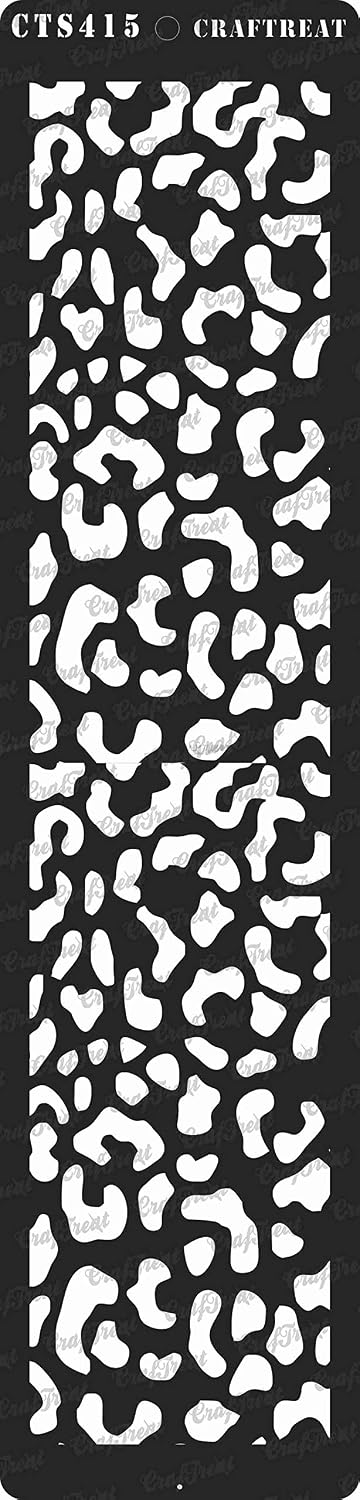 CrafTreat Reusable Cheetah Print Stencil – 3x12 Inches for Painting on Wood, Fabric, Canvas, Walls, and More – Perfect for DIY Crafts and Home Art Projects