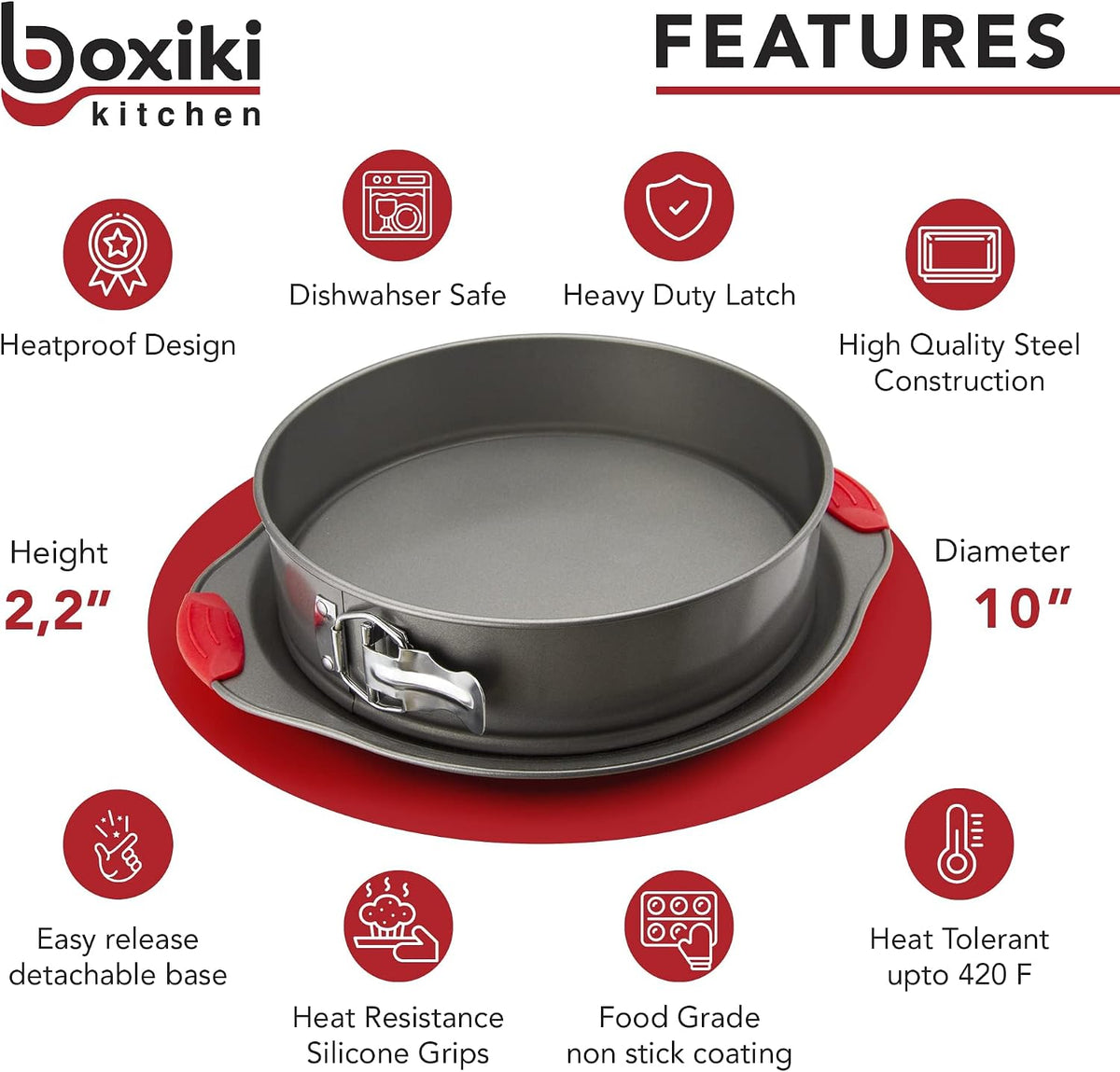 Boxiki Kitchen 10 Inch Nonstick Springform Pan