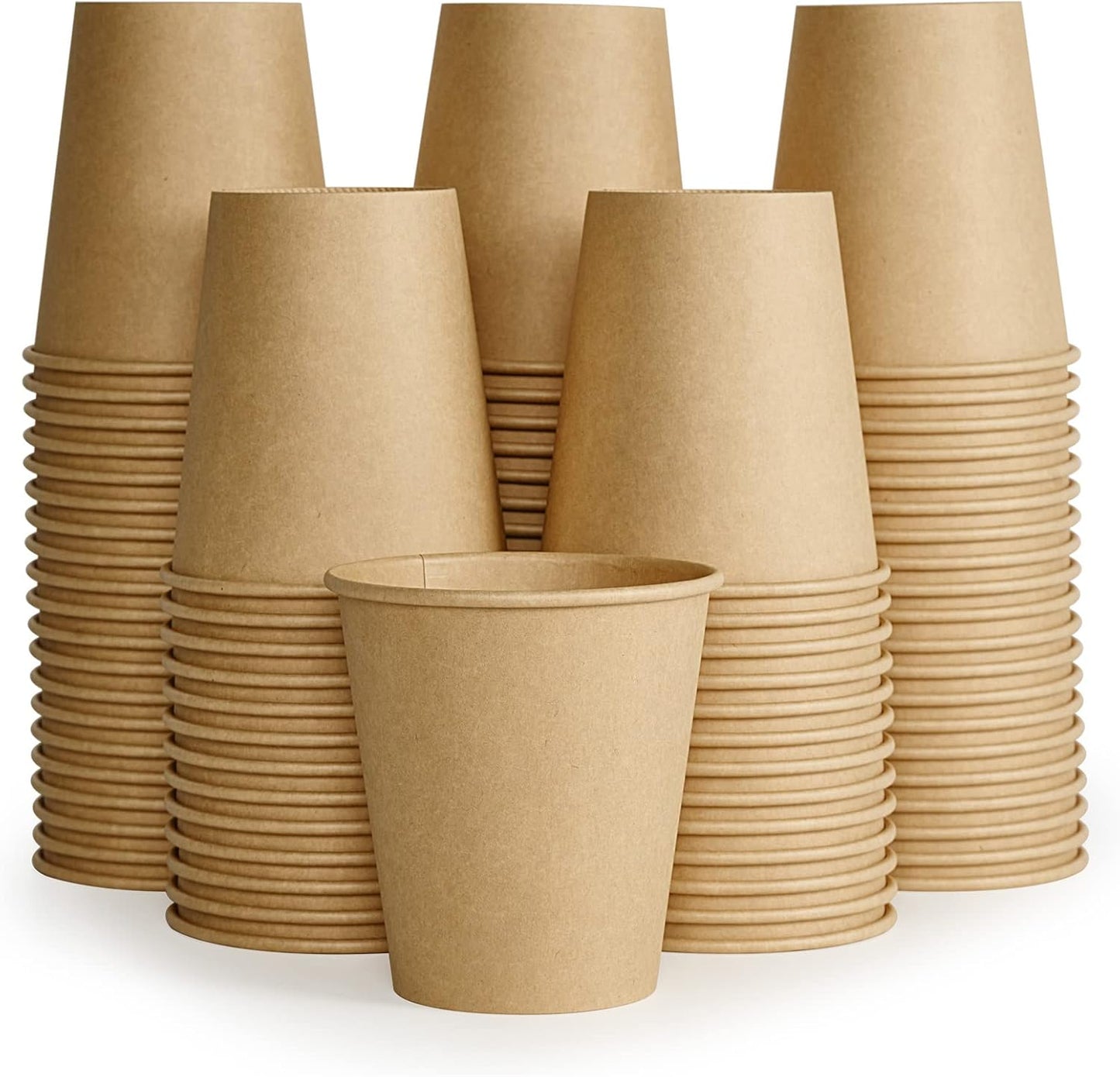 LITOPAK 100 Pack 10 oz Kraft Paper Coffee Cups for Water, Juice, and Tea, Disposable Hot Coffee Cups
