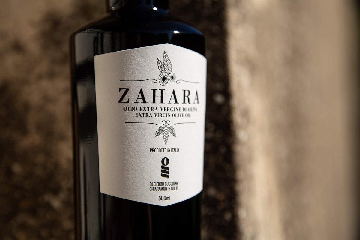 Zahara Extra Virgin Olive Oil from Italy | Sicilian Pure EVOO | Premium Early Harvest Cold Pressed Polyphenol Rich | Multiple Award Winner from Oleificio Guccione | 16.9 fl oz (500ml) Bottle With Beautiful Gift Box